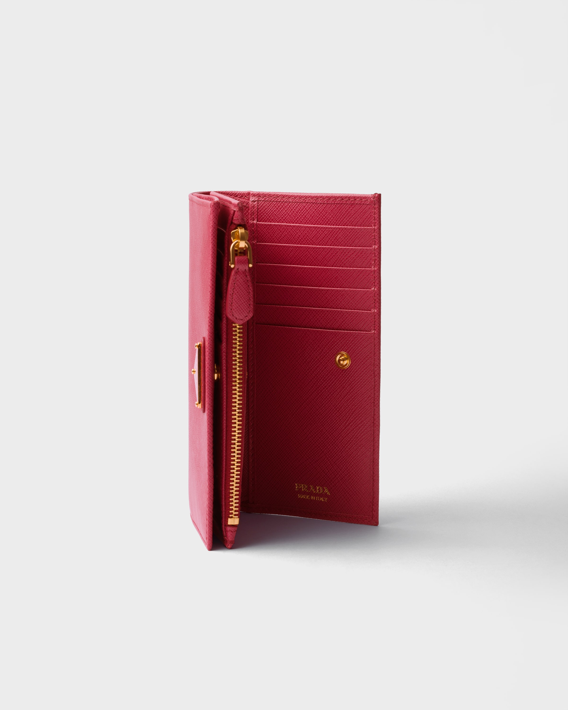 PRADA/サフィアーノトライアングル財布/赤/プラダ プラダ 二つ折り財布 レディース サフィアーノ トライアングルロゴ