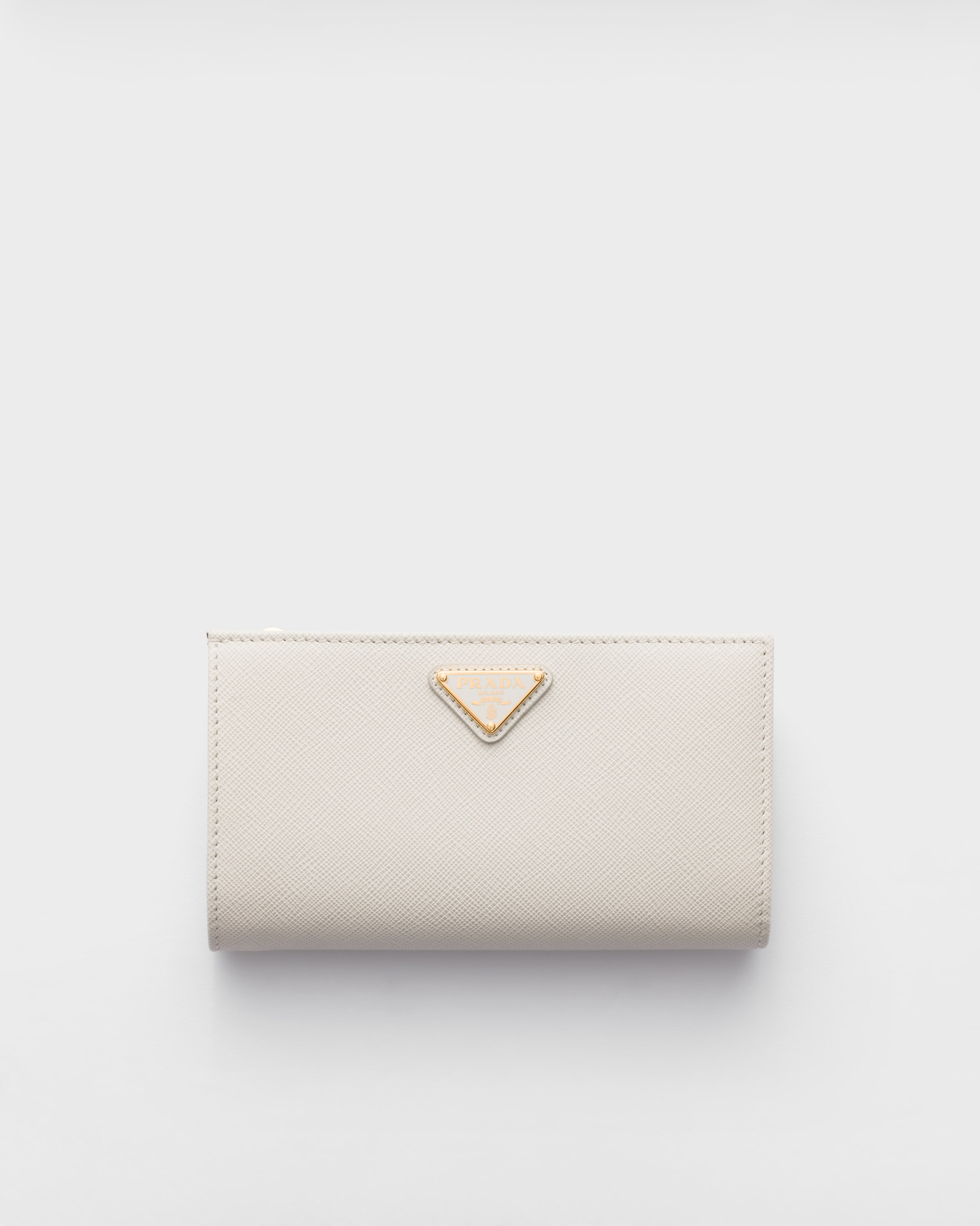 Chalk White Large Saffiano leather wallet | PRADA - United States