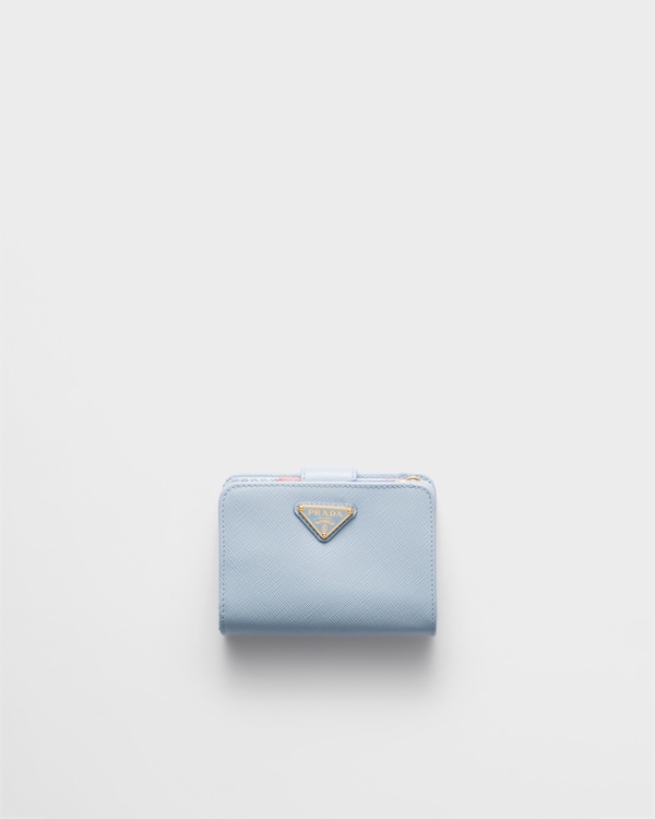Small Saffiano leather wallet - Light Blue Small Saffiano leather wallet - Light Blue