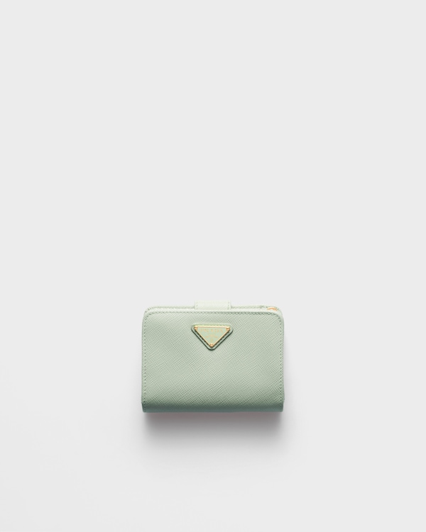 Small Saffiano leather wallet - Aqua Small Saffiano leather wallet - Aqua