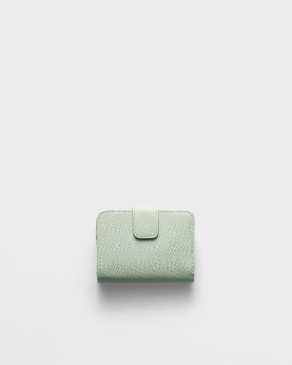 Small Saffiano leather wallet - Aqua Small Saffiano leather wallet - Aqua