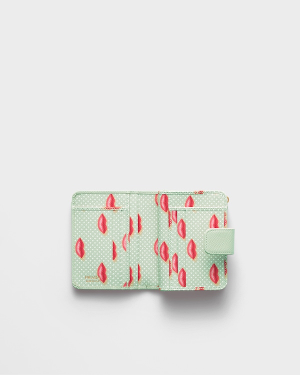 Small Saffiano leather wallet - Aqua Small Saffiano leather wallet - Aqua