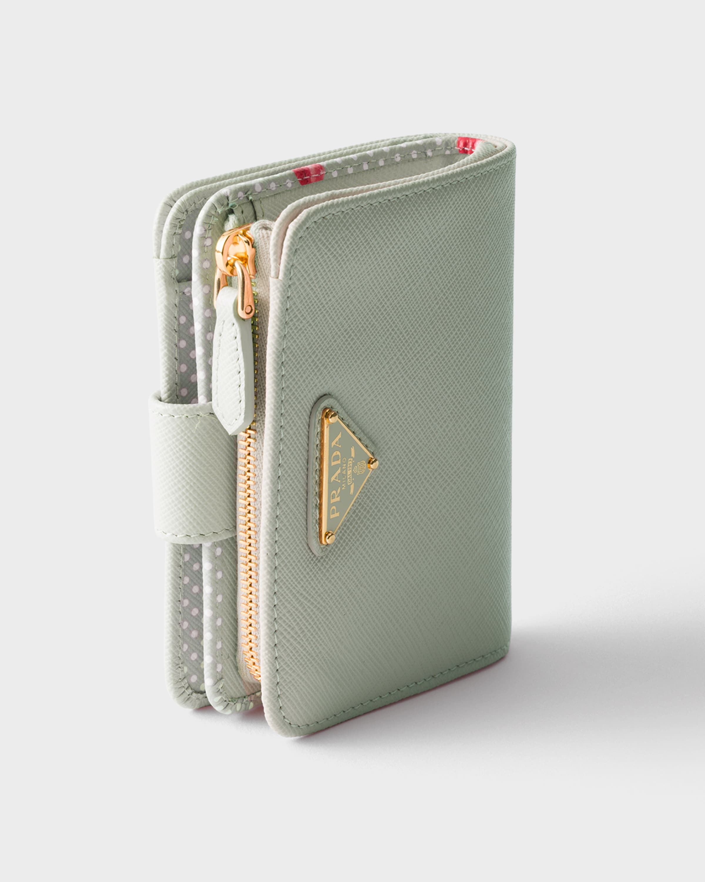 Aqua Small Saffiano Leather Wallet | PRADA
