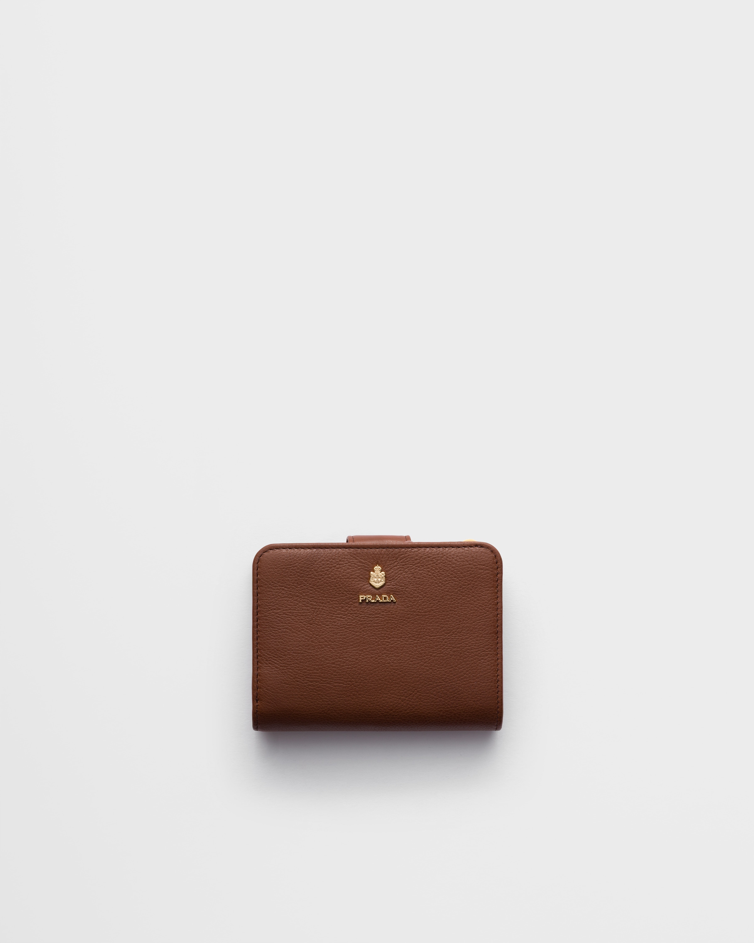 Chestnut Brown Small Leather Wallet | PRADA - Japan