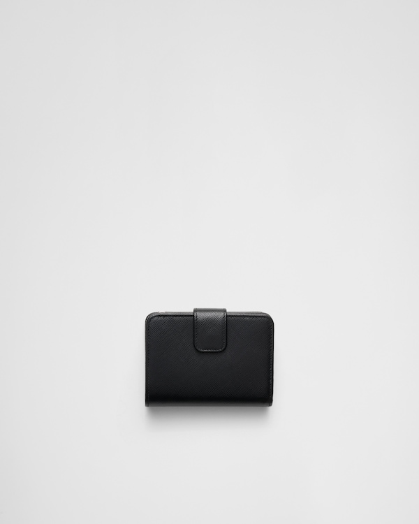 偉大な ブラック PRADA | 財布 サフィアーノトライアングル 小物