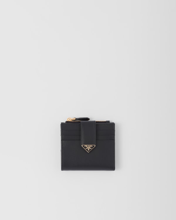 Black Small Saffiano leather zipper wallet | PRADA