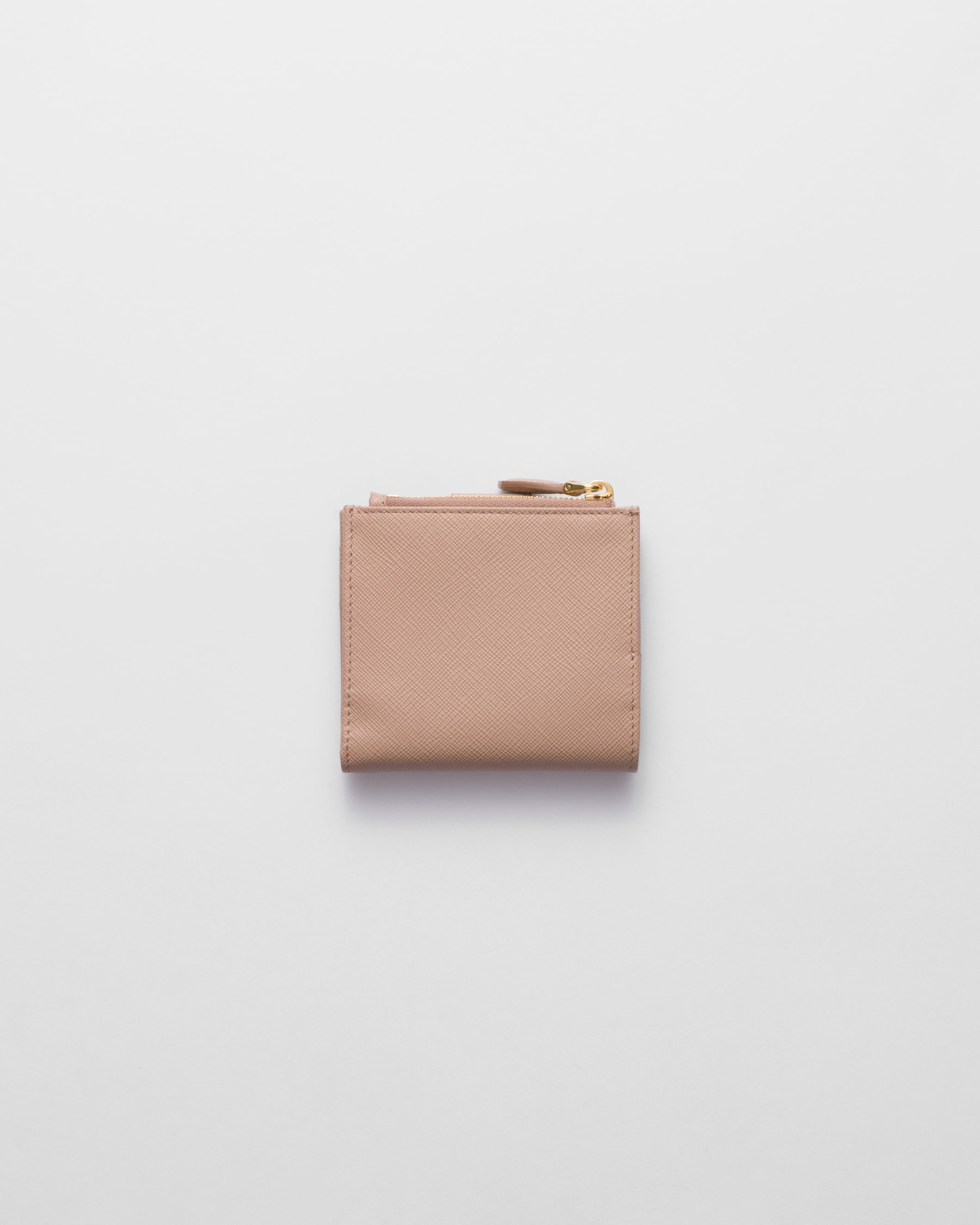 Powder Pink Small Saffiano And Smooth Leather Wallet | PRADA