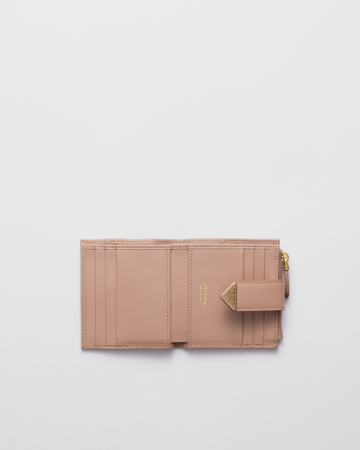 Powder Pink Small Saffiano And Smooth Leather Wallet | PRADA