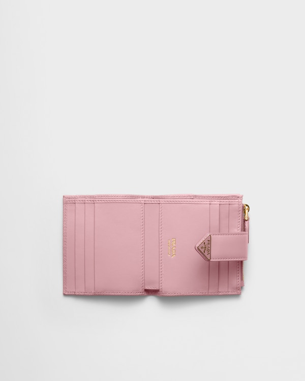 Small Saffiano and smooth leather wallet - Peach Small Saffiano and smooth leather wallet - Peach