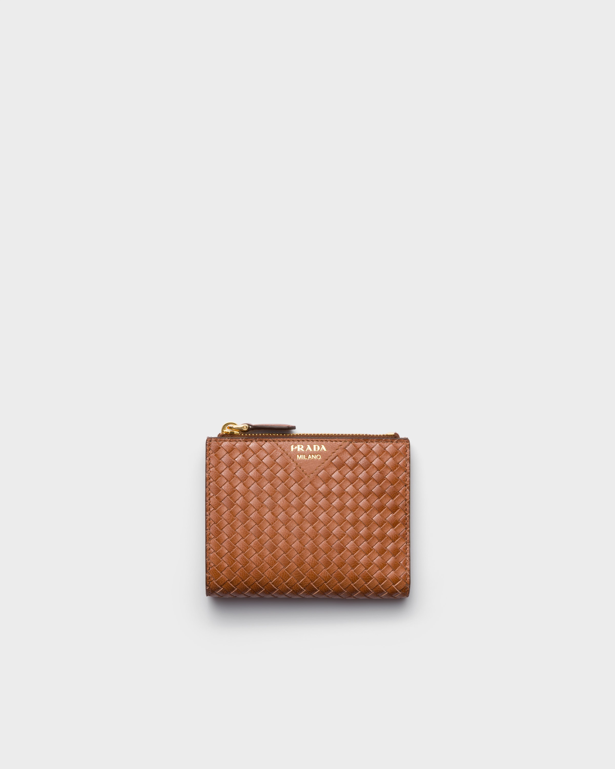 コニャックブラウン マドラスレザー ウーヴンスモール財布 | PRADA - 日本