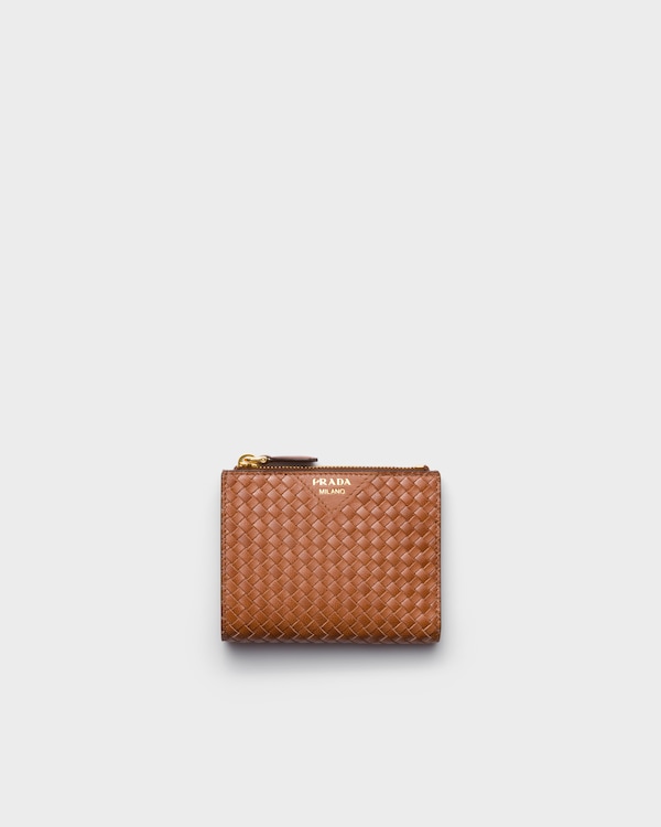 Petit portefeuille en cuir tressé madras - Cognac Petit portefeuille en cuir tressé madras - Cognac