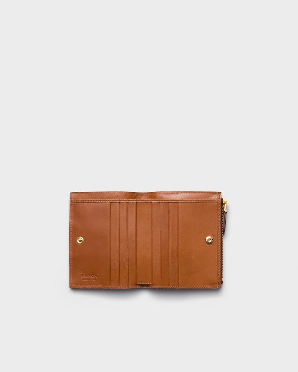 Petit portefeuille en cuir tressé madras - Cognac Petit portefeuille en cuir tressé madras - Cognac