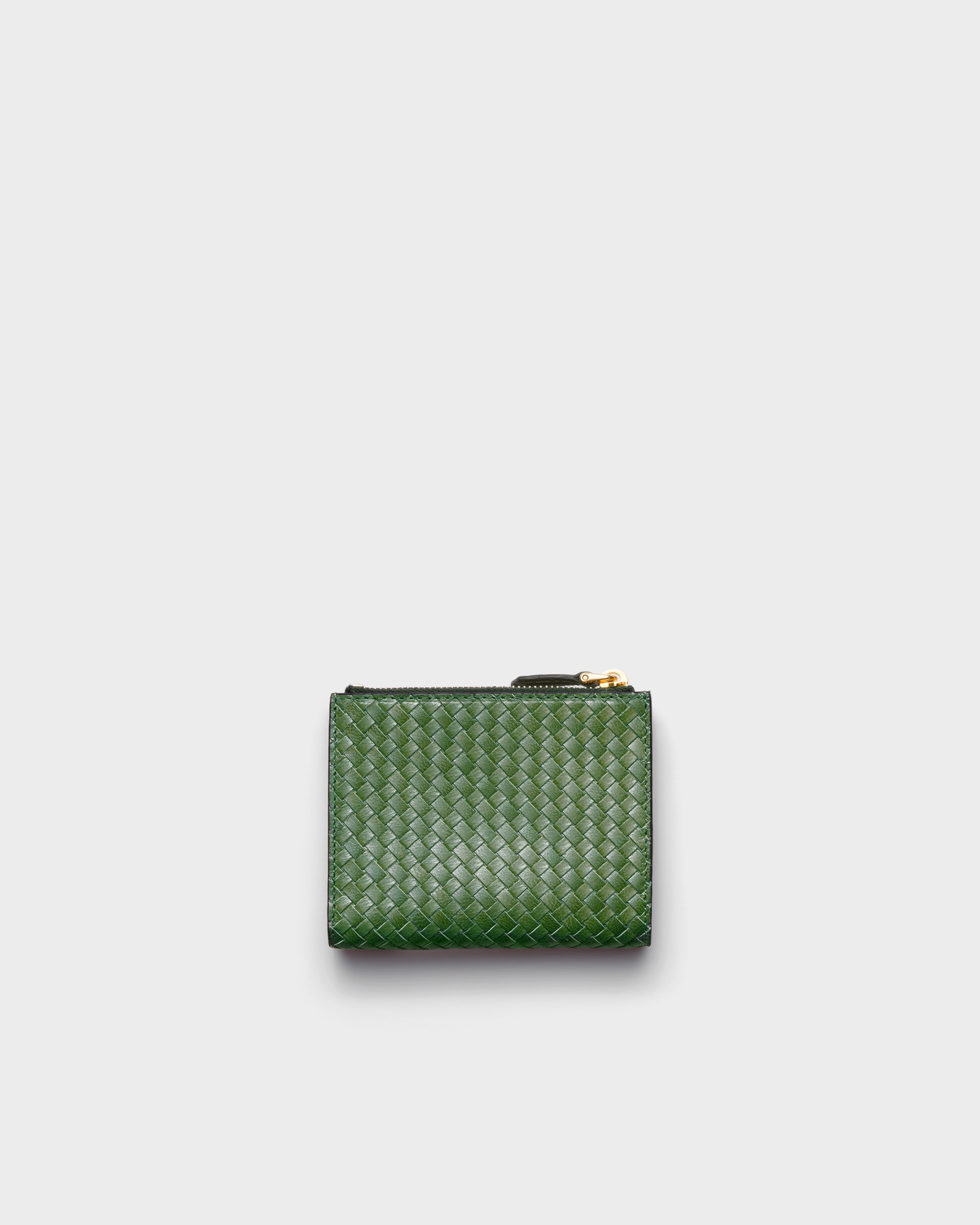 Aquamarine Small Woven Madras Leather Wallet | PRADA