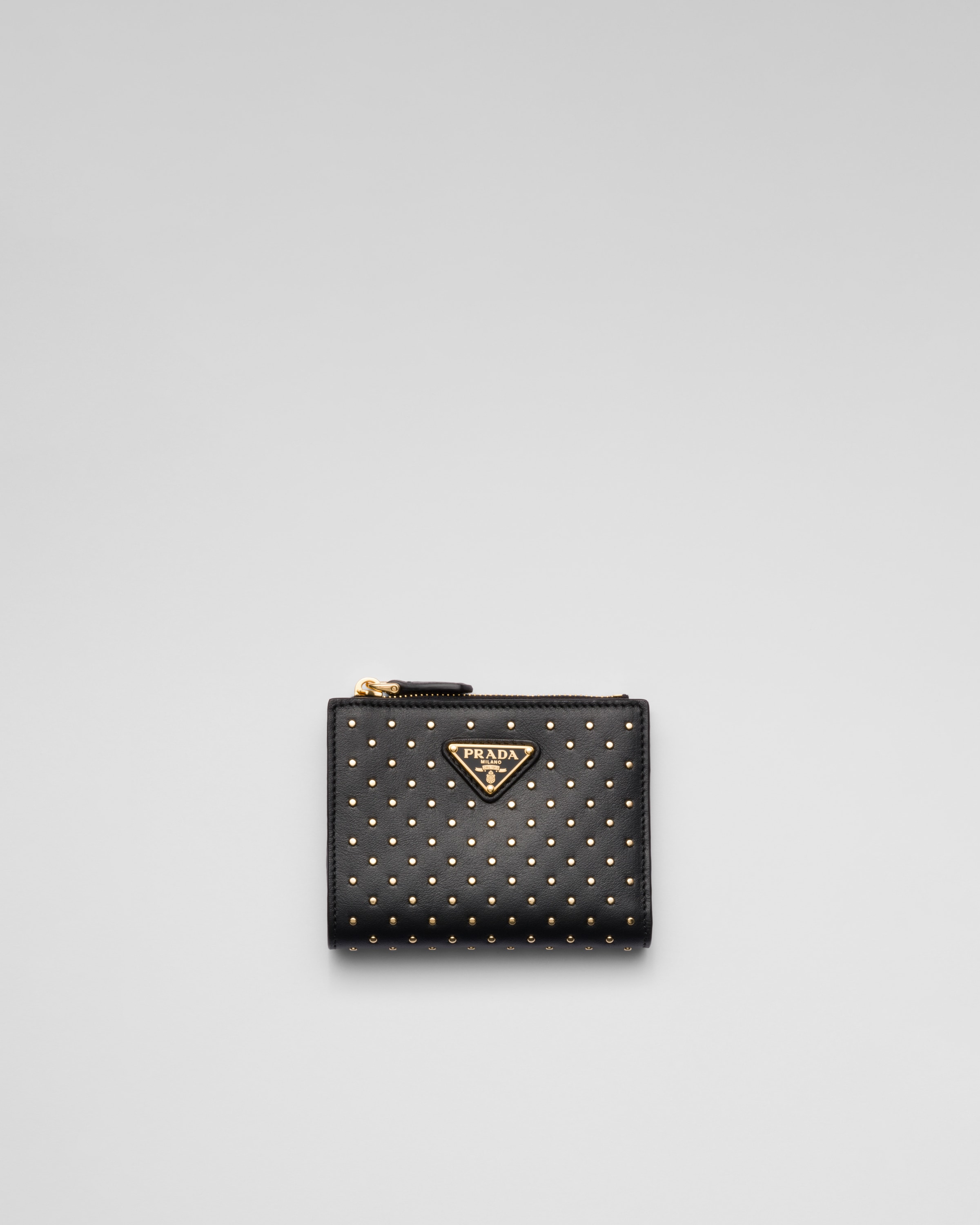 ブラック スタッズドレザー 財布 | PRADA