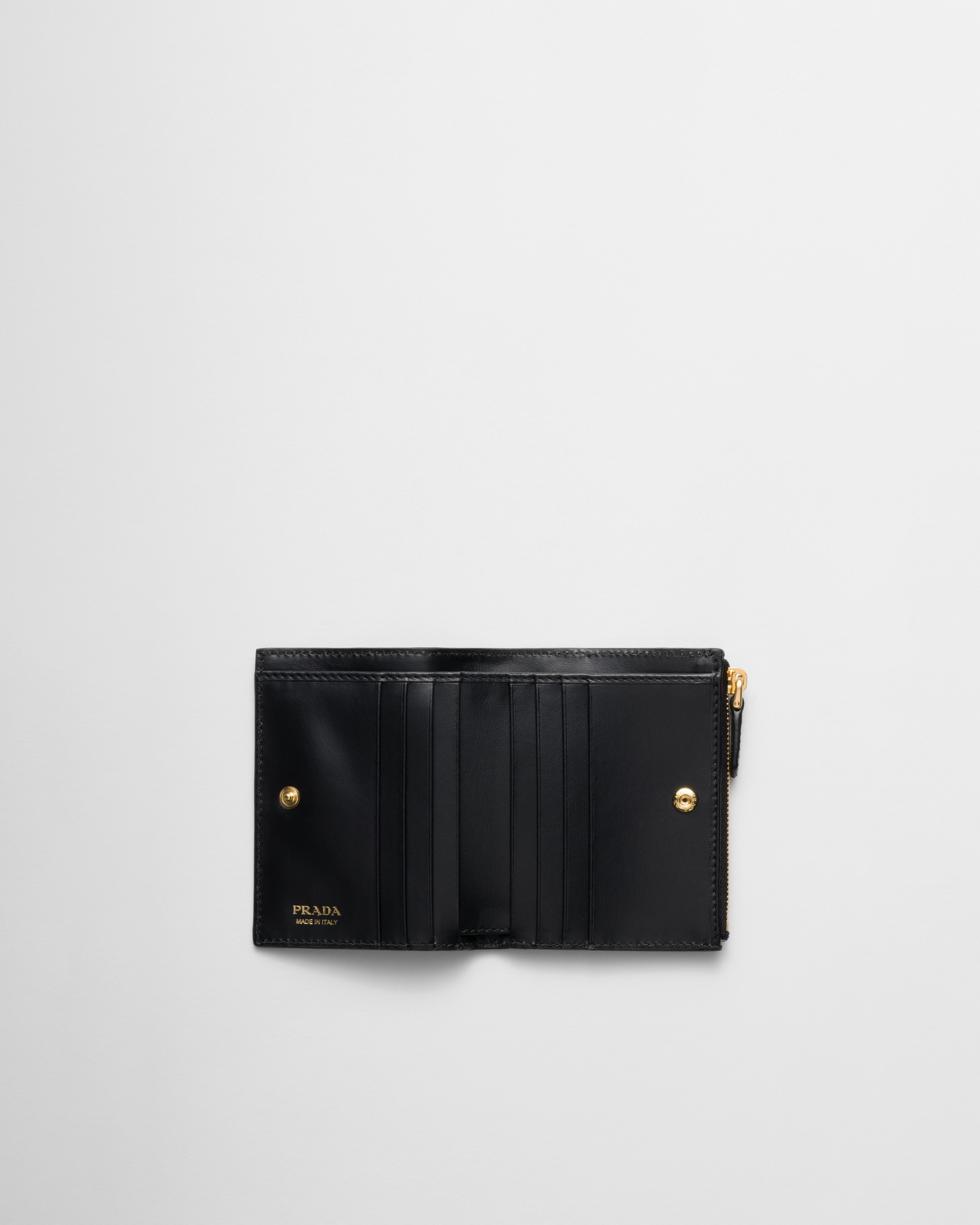 Black Small Leather Wallet With Triangle Motif PRADA
