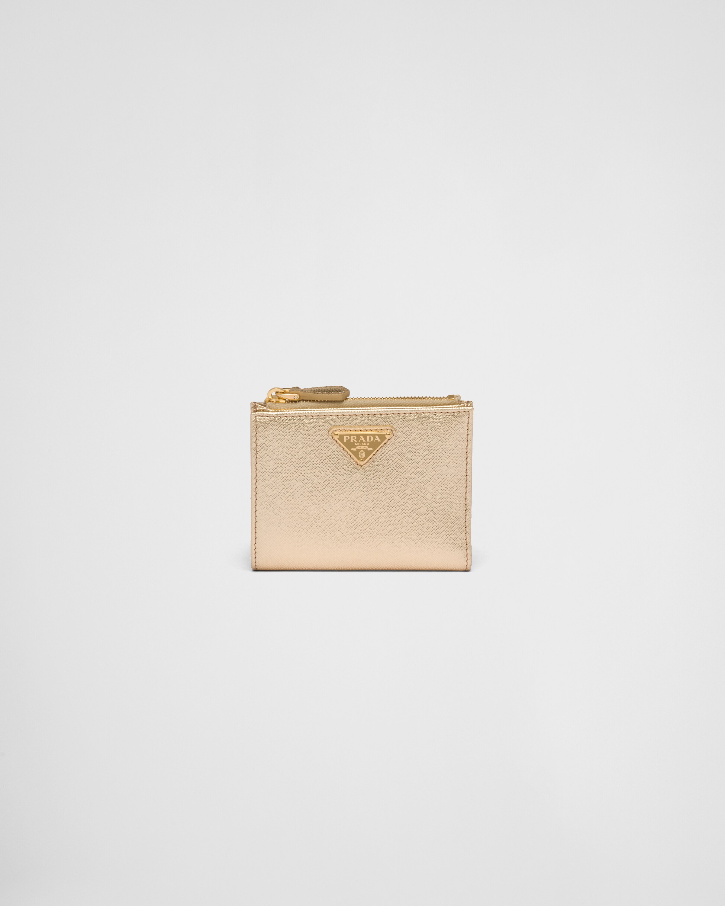 ゴールド サフィアーノレザー 財布 Prada