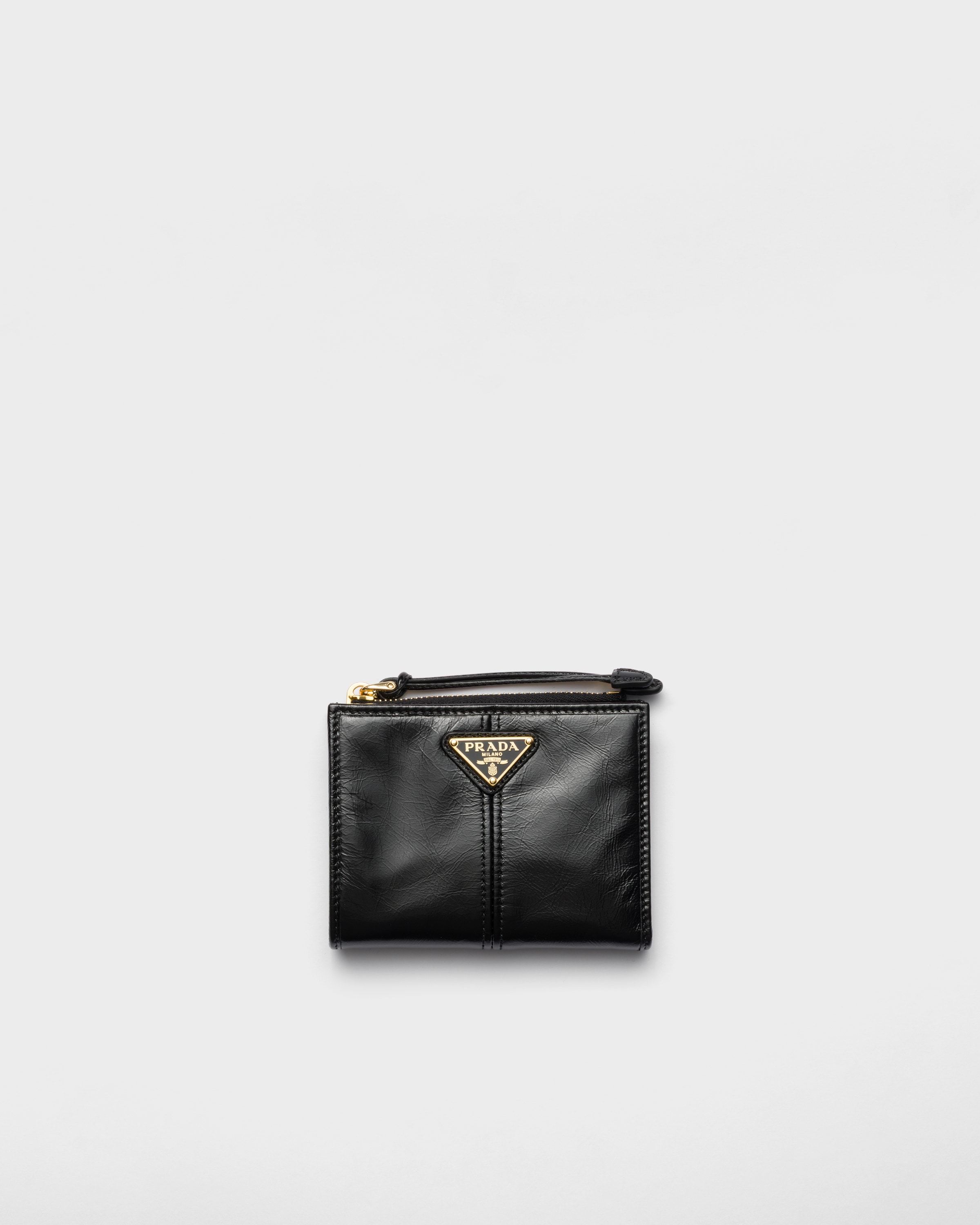 Prada Small Leather Wallet, Woman, Black