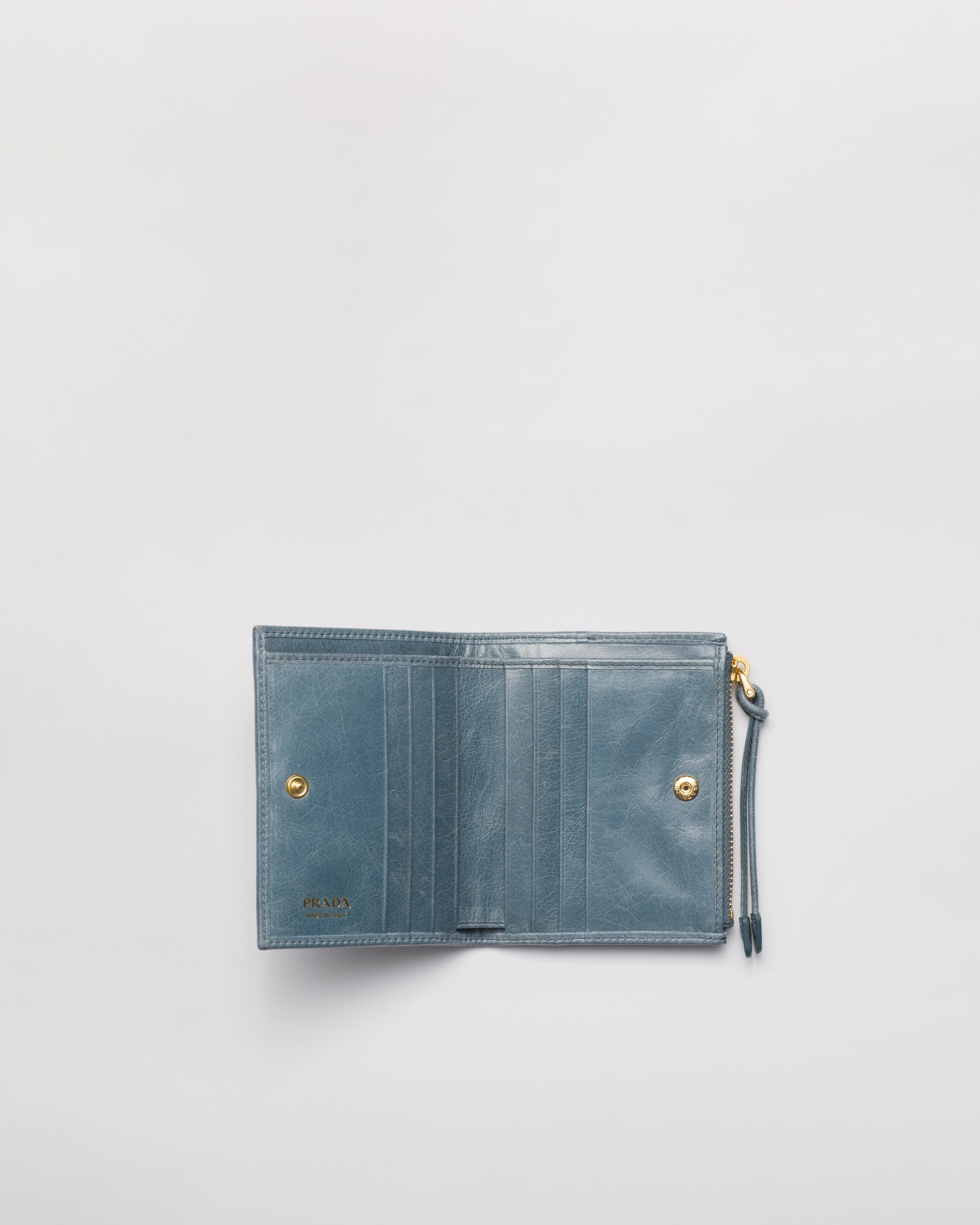 ブルー ソフトルックスレザー 財布 | PRADA