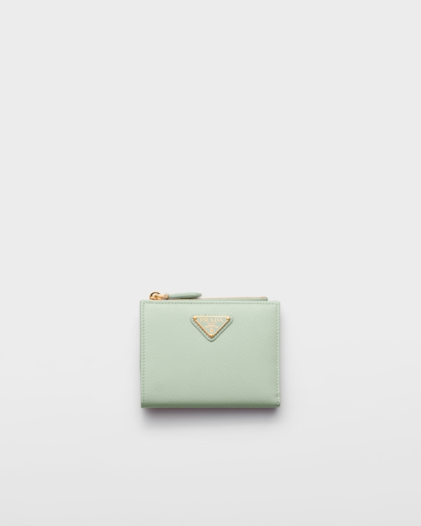 Small Saffiano leather wallet - Aqua Small Saffiano leather wallet - Aqua
