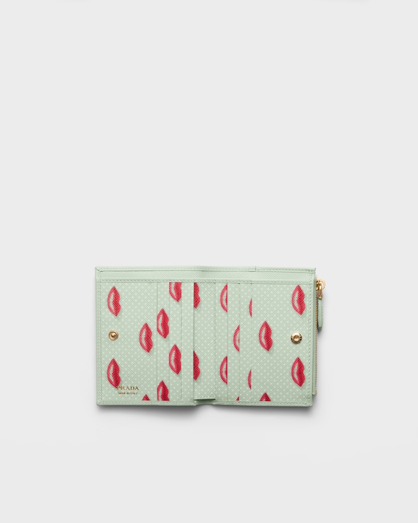 Small Saffiano leather wallet - Aqua Small Saffiano leather wallet - Aqua