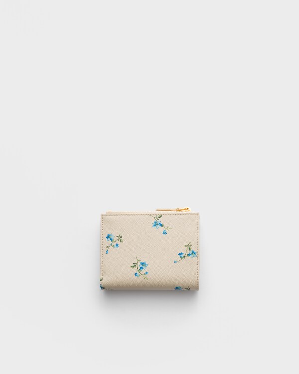 Small printed Saffiano leather wallet - Natural Small printed Saffiano leather wallet - Natural