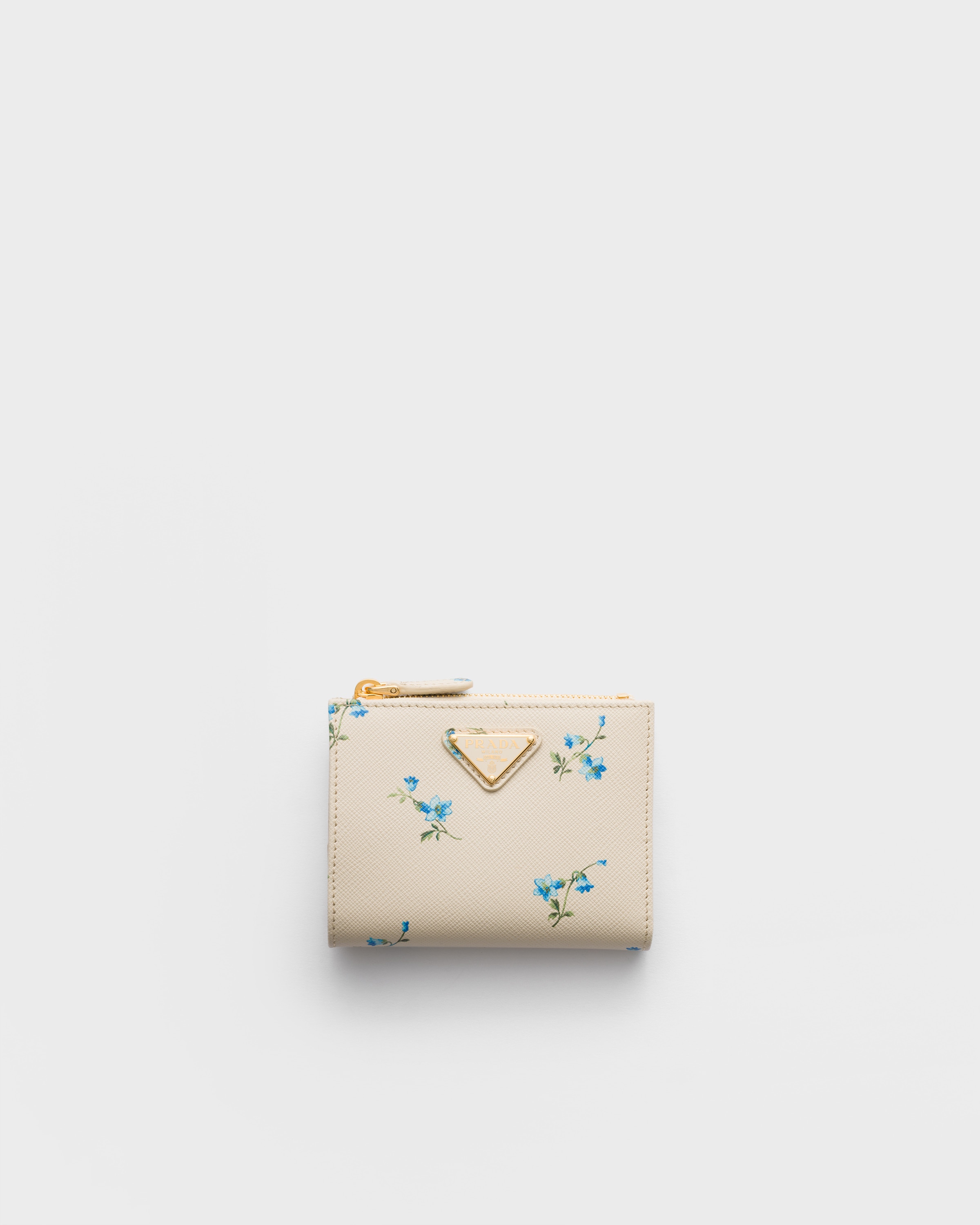 Natural Small printed Saffiano leather wallet | PRADA - United States