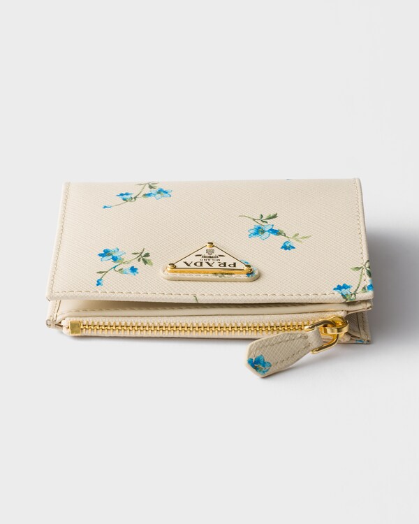 Small printed Saffiano leather wallet - Natural Small printed Saffiano leather wallet - Natural