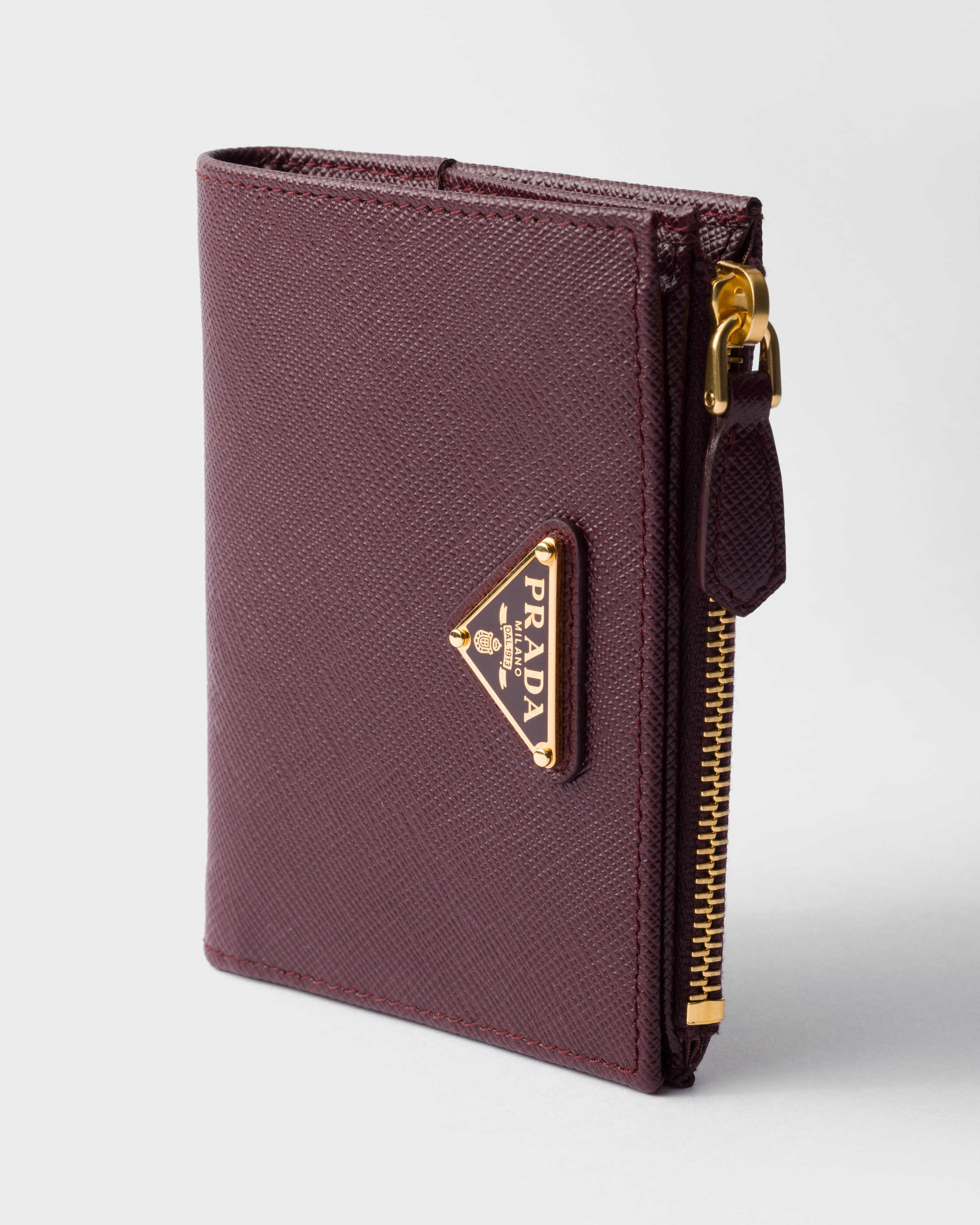 Burgundy Small Saffiano Leather Wallet | PRADA