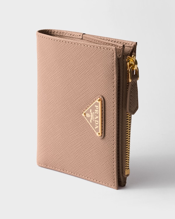サフィアーノトライアングル 財布 - ピンクベージュ サフィアーノトライアングル 財布 - ピンクベージュ