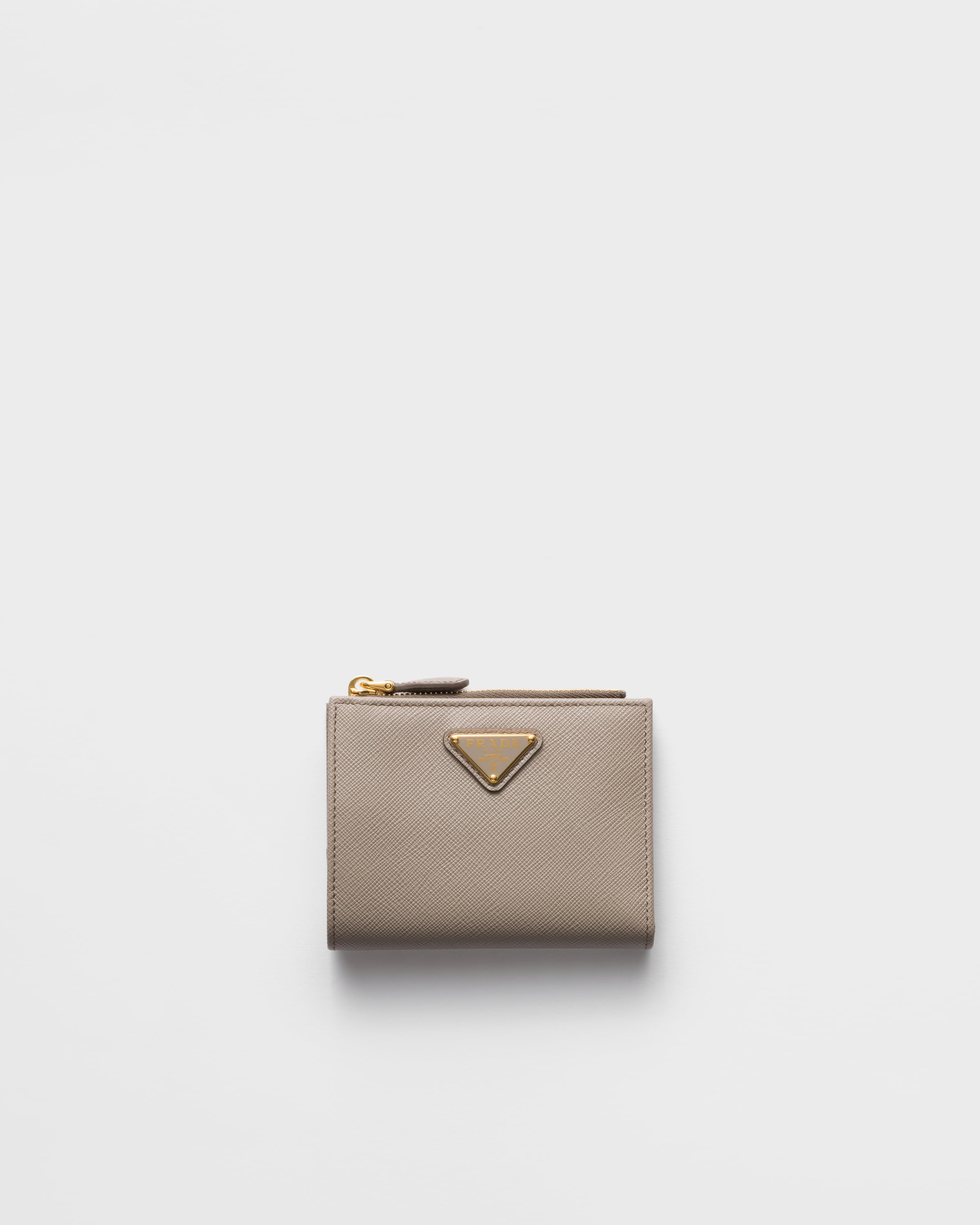 Clay Grey Small Saffiano leather wallet | PRADA
