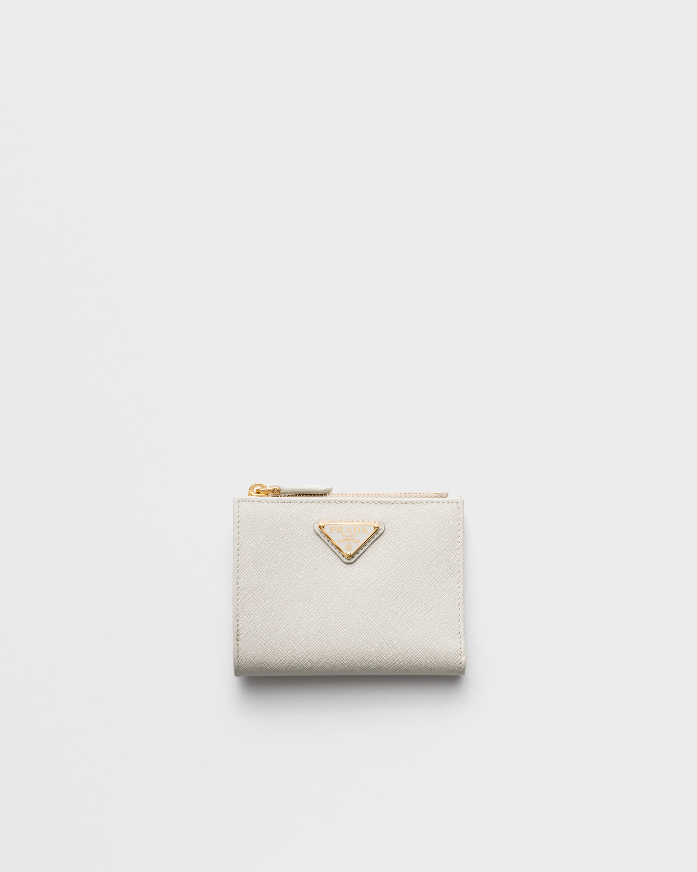 Chalk White Small Saffiano Leather Wallet | PRADA