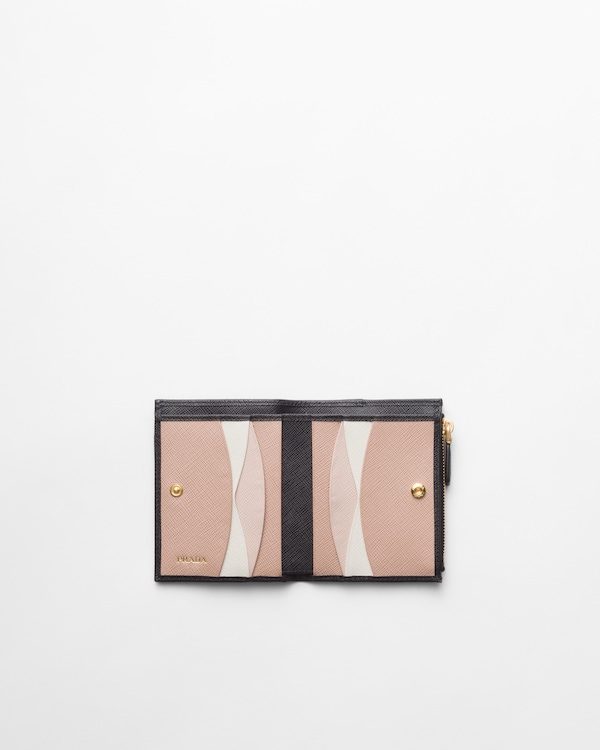 Small Saffiano leather wallet - Black/Pale Pink Small Saffiano leather wallet - Black/Pale Pink