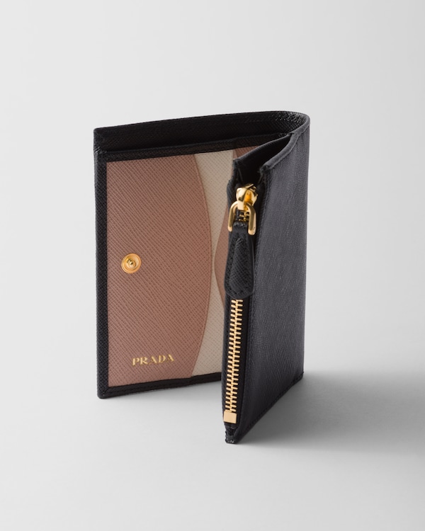 Small Saffiano leather wallet - Black/Pale Pink Small Saffiano leather wallet - Black/Pale Pink