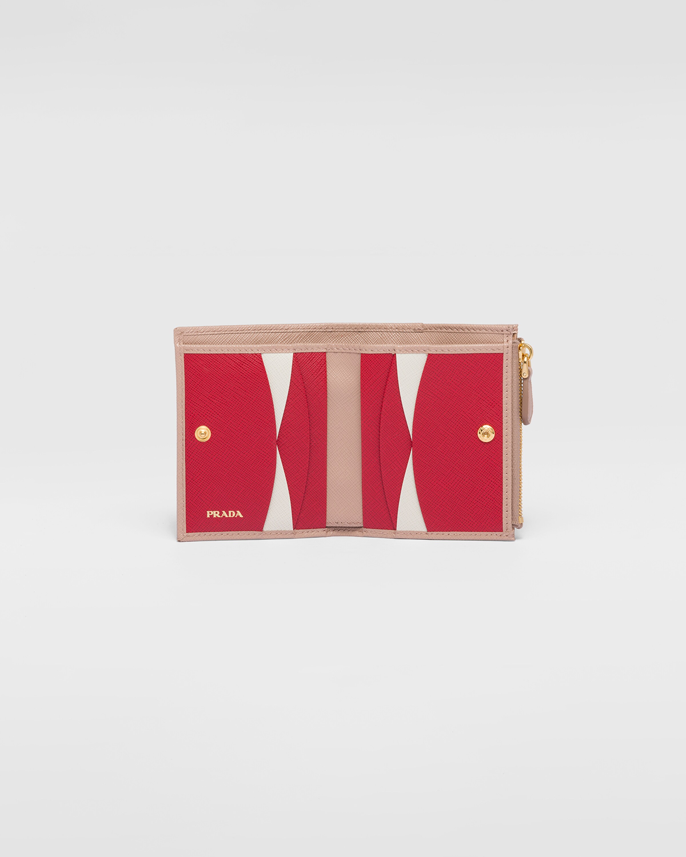 PRADA　サフィアーノマルチカラー 財布(ピンクベージュ/レッド) PRADA プラダサフィアーノマルチカラー財布ピンクベージュ/レッド