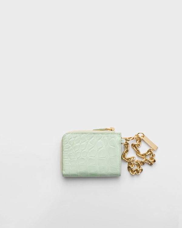 محفظة صغيرة بسحّاب من جلد التمساح - مائي محفظة صغيرة بسحّاب من جلد التمساح - مائي