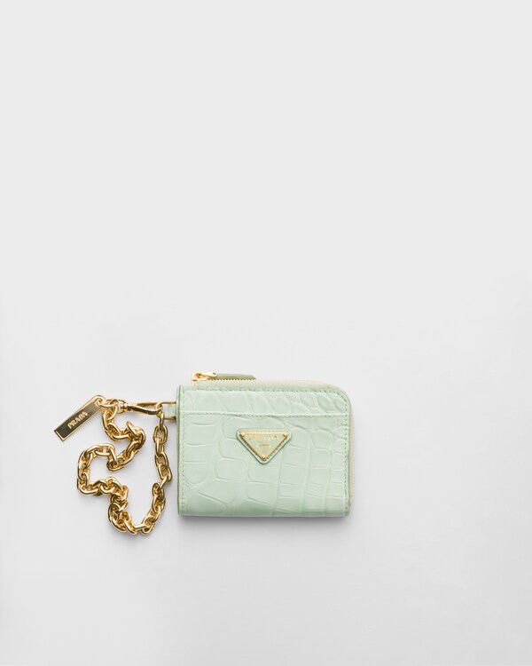 محفظة صغيرة بسحّاب من جلد التمساح - مائي محفظة صغيرة بسحّاب من جلد التمساح - مائي