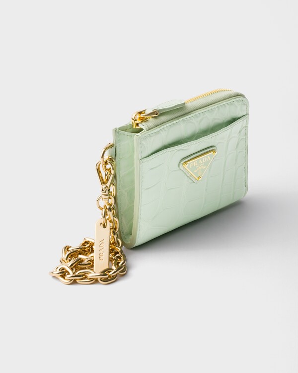 محفظة صغيرة بسحّاب من جلد التمساح - مائي محفظة صغيرة بسحّاب من جلد التمساح - مائي