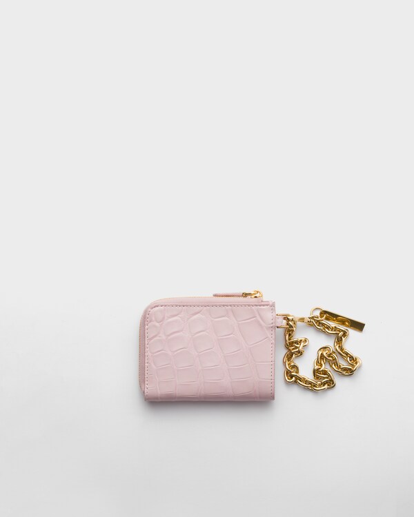 Small crocodile leather zipper wallet - Alabaster Pink Small crocodile leather zipper wallet - Alabaster Pink