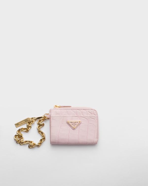Small crocodile leather zipper wallet - Alabaster Pink Small crocodile leather zipper wallet - Alabaster Pink