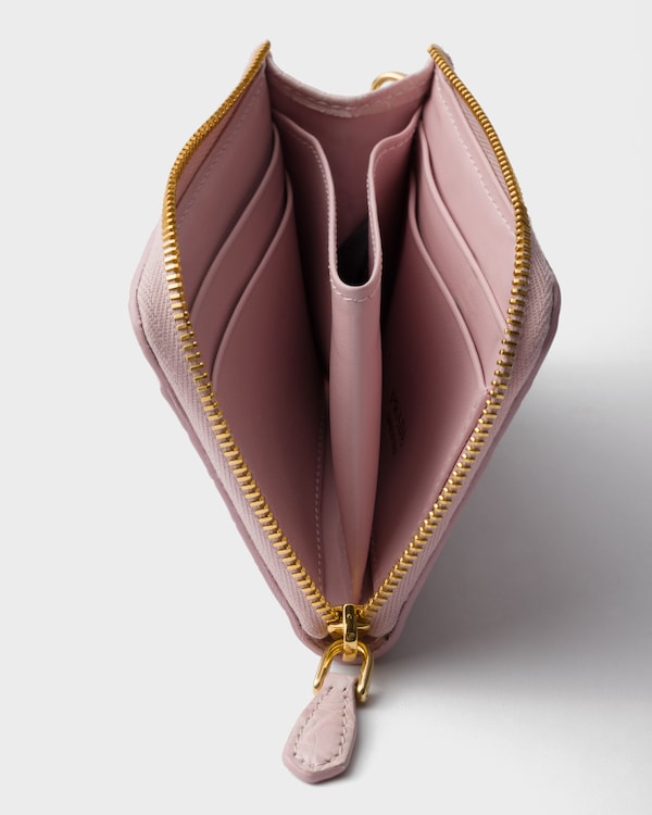 Small crocodile leather zipper wallet - Alabaster Pink Small crocodile leather zipper wallet - Alabaster Pink