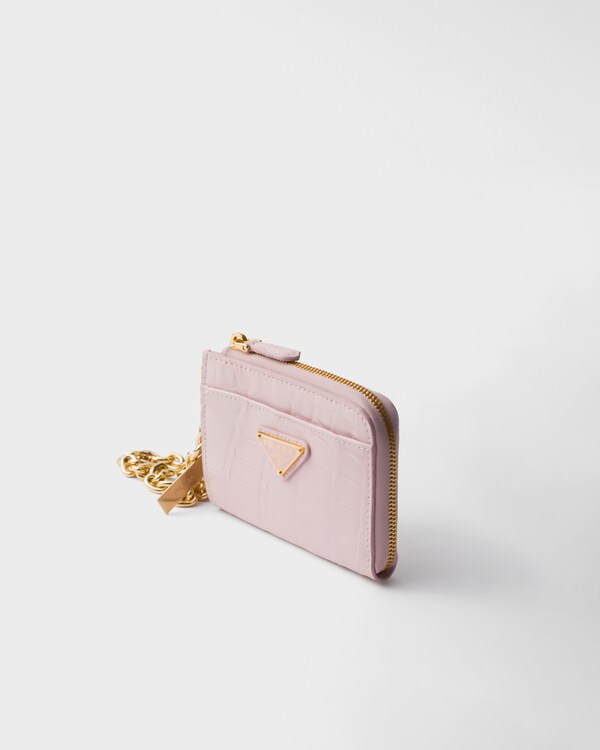 Small crocodile leather zipper wallet - Alabaster Pink Small crocodile leather zipper wallet - Alabaster Pink
