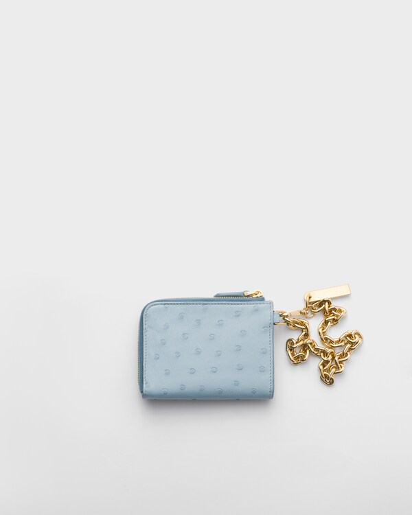 Small ostrich zipper wallet - Light Blue Small ostrich zipper wallet - Light Blue