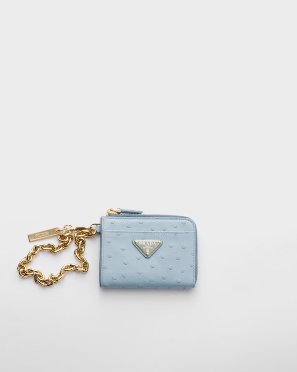 Small ostrich zipper wallet - Light Blue Small ostrich zipper wallet - Light Blue