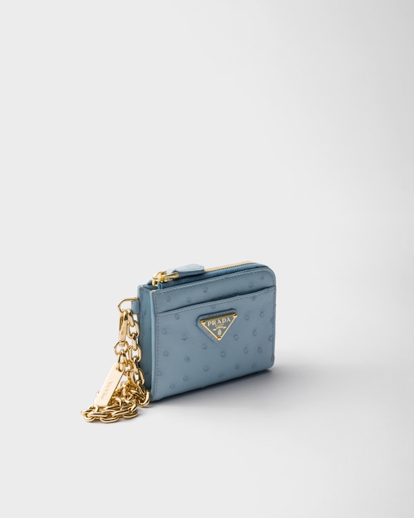 Small ostrich zipper wallet - Light Blue Small ostrich zipper wallet - Light Blue