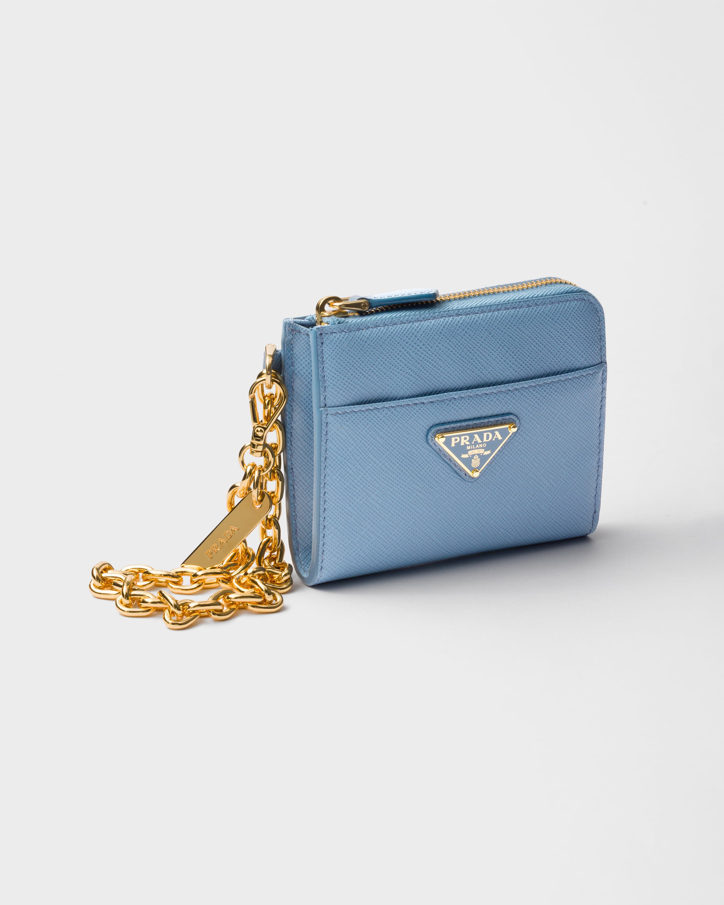 Astral Blue Small Saffiano leather zipper wallet | PRADA Astral Blue Small Saffiano leather zipper wallet | PRADA