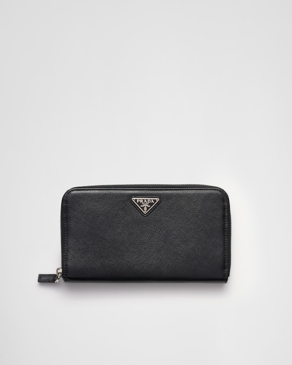 【人気投票 】ハイブランド人気ランキング！ ブラック サフィアーノレザー ジップアラウンド長財布 | PRADA 小物