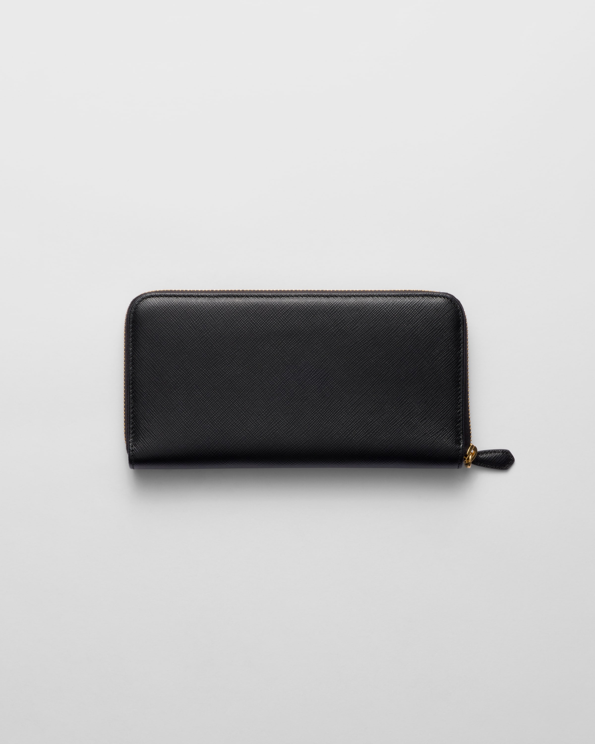 ブラック サフィアーノレザー ジップアラウンド長財布 | PRADA