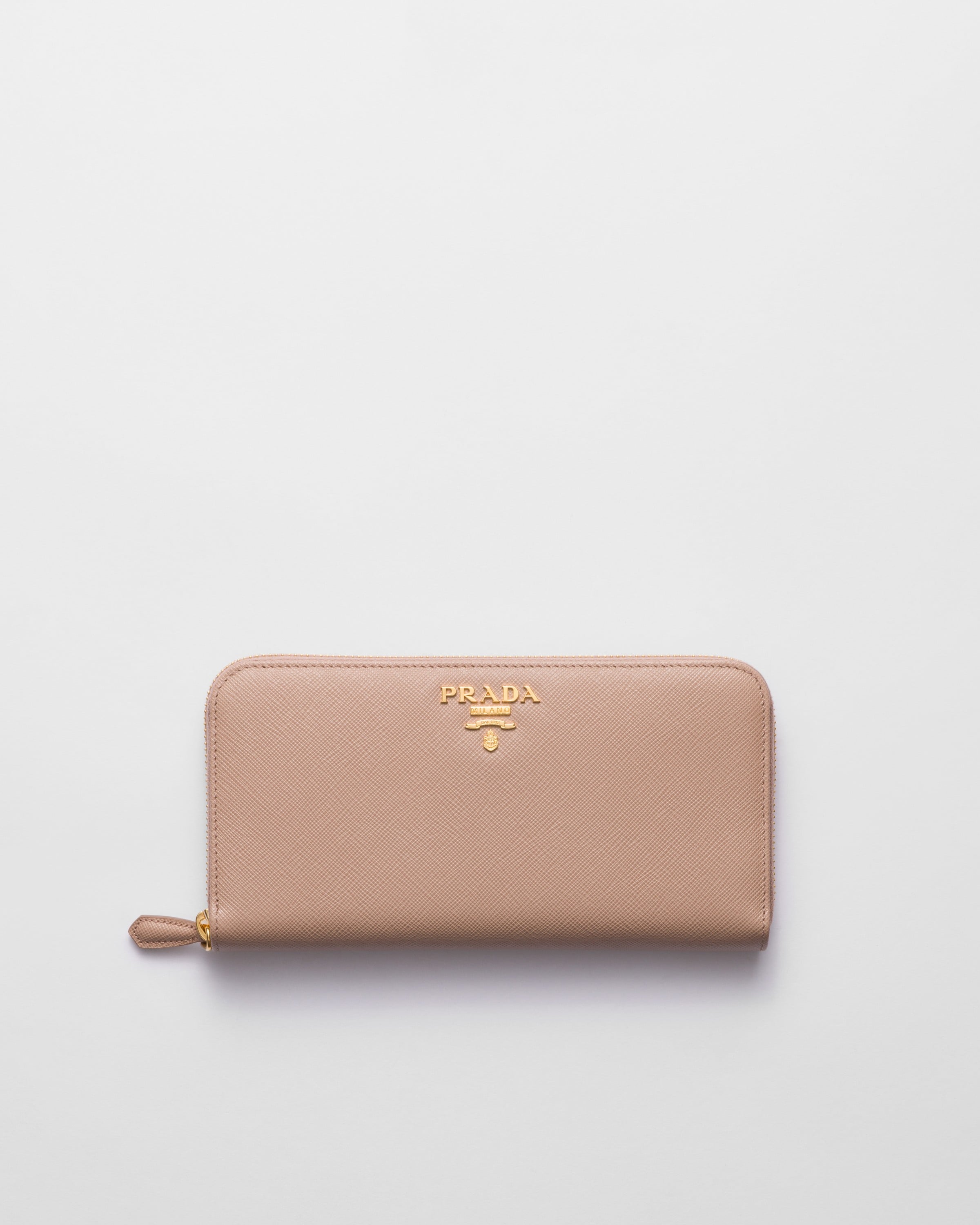 ピンクベージュ サフィアーノレザー ジップアラウンド長財布 | PRADA
