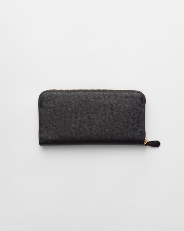 サフィアーノマルチカラー ジップアラウンド長財布 - ブラック/ペールピンク サフィアーノマルチカラー ジップアラウンド長財布 - ブラック/ペールピンク