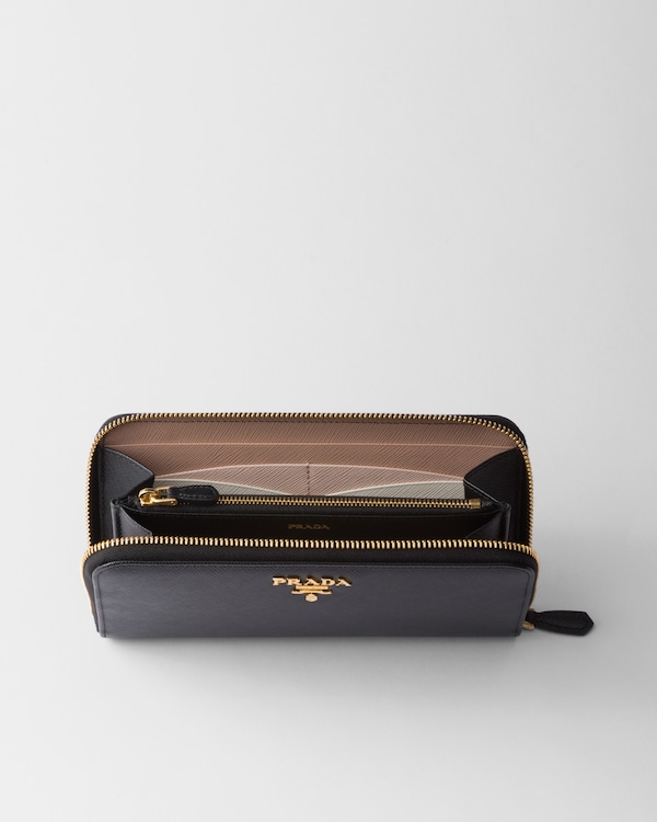 サフィアーノマルチカラー ジップアラウンド長財布 - ブラック/ペールピンク サフィアーノマルチカラー ジップアラウンド長財布 - ブラック/ペールピンク